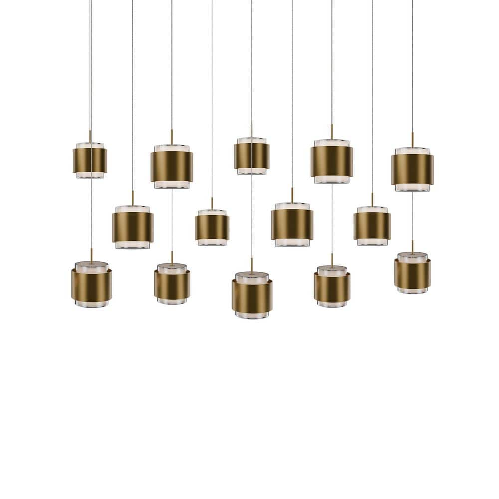 Banded 14-Light Aged Brass Integrated LED Linear Pendant Light Selectable 4CCT 2700K-3000K-3500K-4000K price history on PriceWatchPro