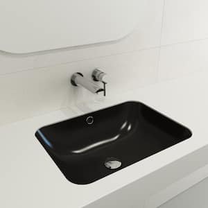 Scala 21.75 in. Fireclay Undermount Bathroom Sink with Overflow in Matte Black