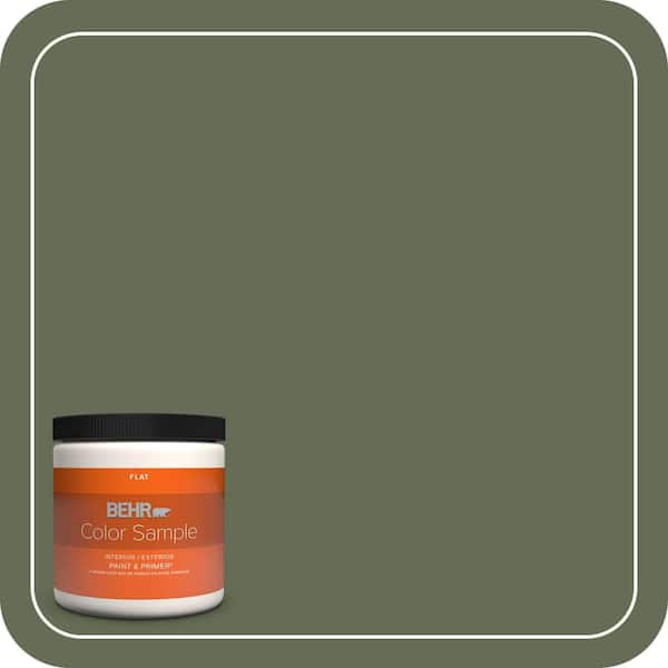 BEHR PREMIUM PLUS 8 oz. #ECC-38-3 Sea Fern Flat Interior/Exterior Paint & Primer Color Sample