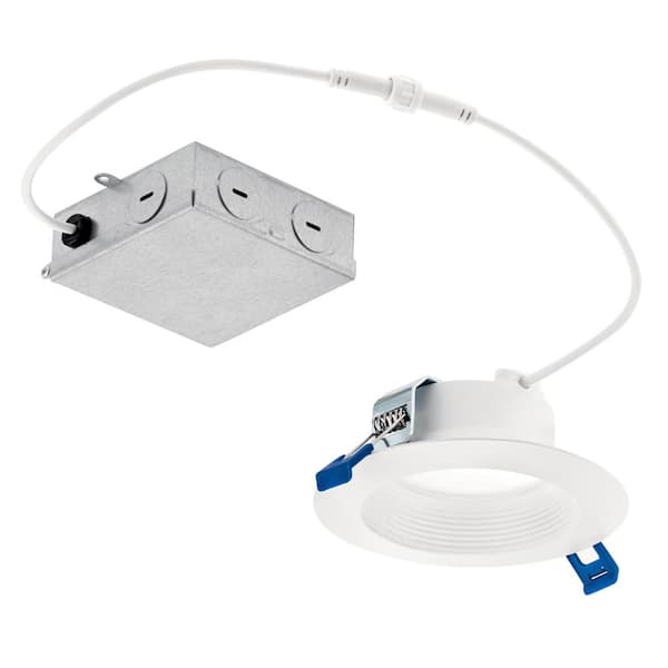 KICHLER Direct-to-Ceiling Integrated LED 4 in. Round Canless Recessed Light for Bathroom Baffle White 3000K (1-Pack)