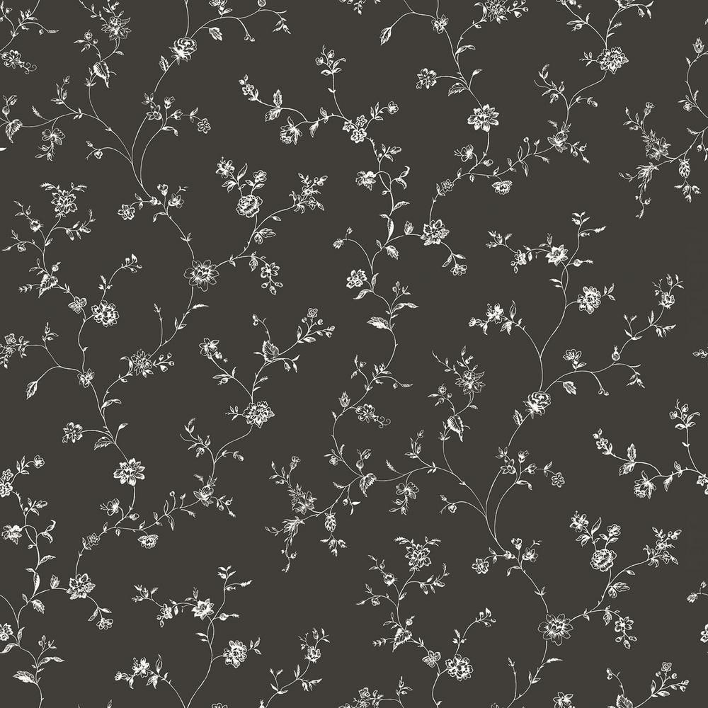Miniatures 2 Black/White Floral Trail Matte Finish NonPasted Vinyl on