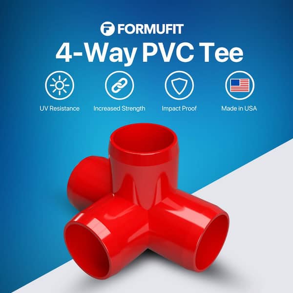 FORMUFIT 1-1/4 in. Furniture Grade PVC 4-Way Tee in Red (4-Pack)