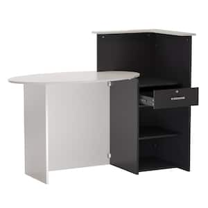 47.7 in. Rectangular White and Gray MDF Computer Desk with 1-Drawer 2-Shelves 47.7 in. x 23.6 in. x 43.3 in.