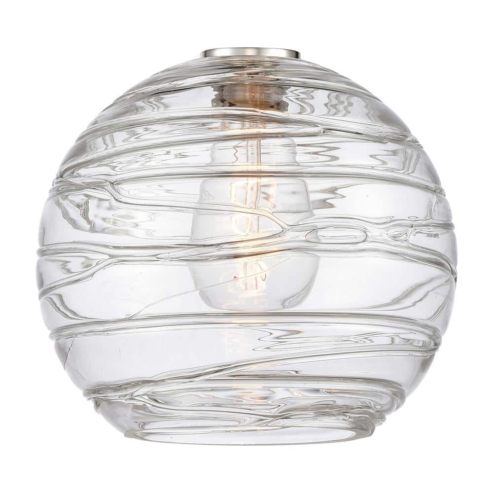 Ballston Mini Globe Pendant Light in Matte Black with Clear Deco Swirl Glass