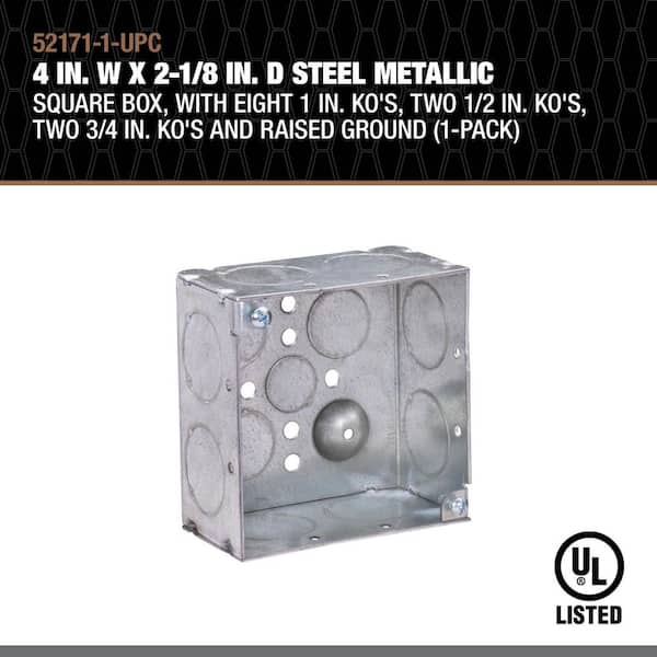 Southwire 4 in. W x 2-1/8 in. D Steel Metallic Square Box