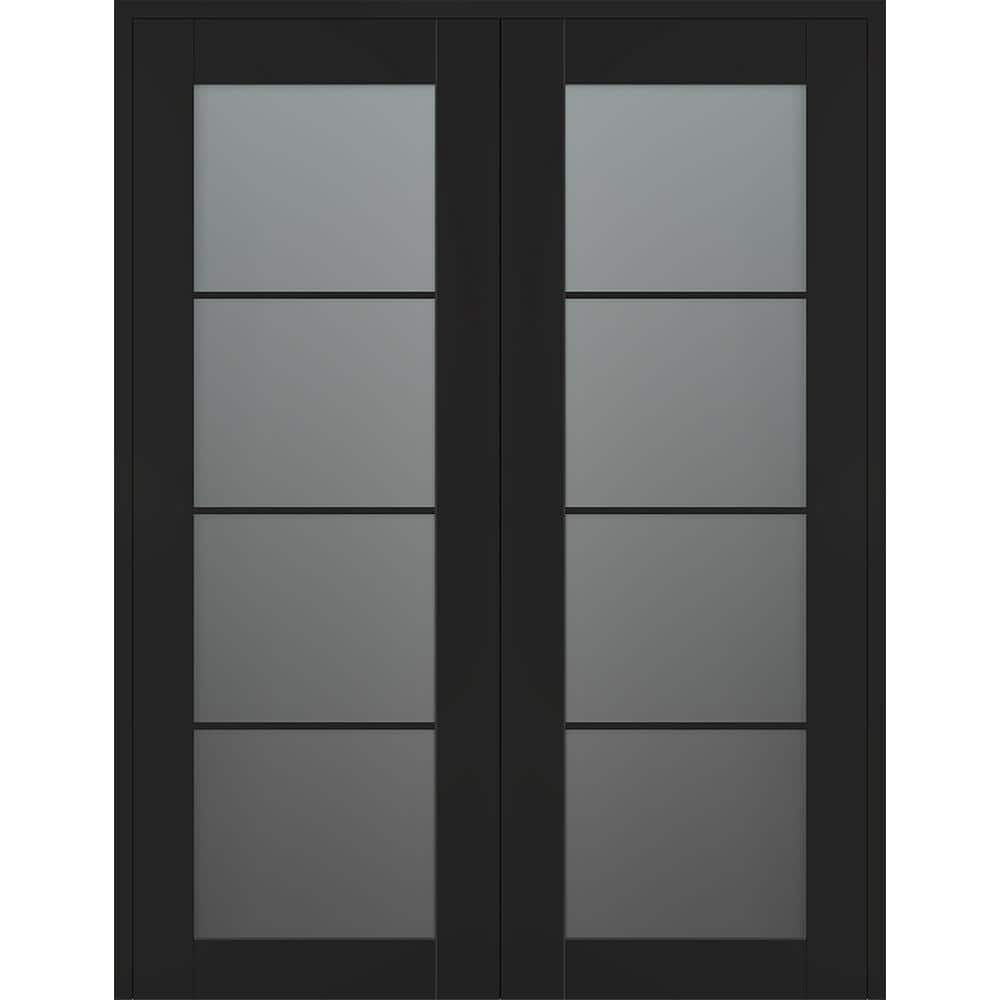 Vona 4-Lite 36 in. x 80 in. Both Active 4-Lite Frosted Glass Black Matte Wood Composite Double Prehung Interior Door price history on PriceWatchPro