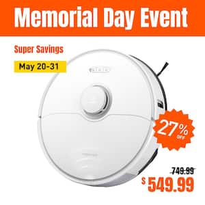 S8 Robotic Vacuum with Sonic Mopping, LiDAR Navigation, Bagless, Washable Filter, Multisurface in White