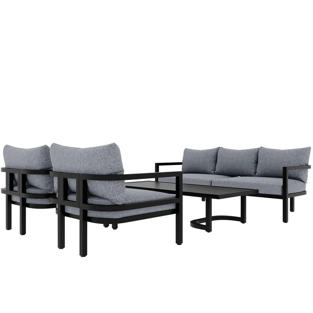 4-Piece Metal Outdoor Sectional Set with Black Cushions price history on PriceWatchPro