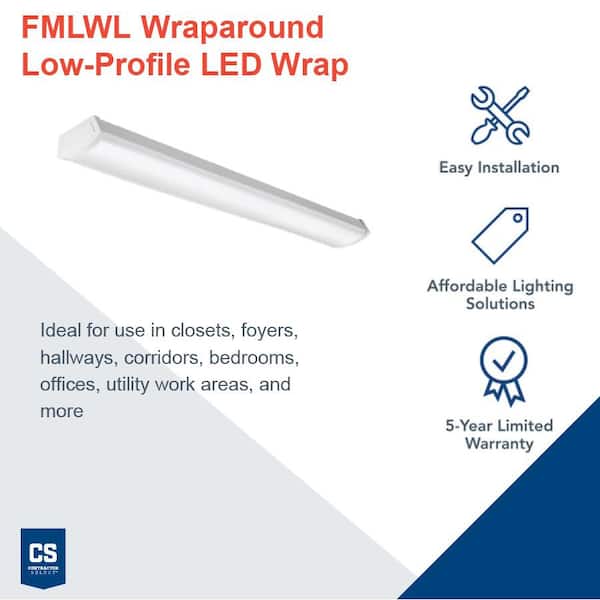 Lithonia Lighting 40-Watt 4 ft. White Integrated LED Flush Mount Light  FMLWL 48 827 - The Home Depot