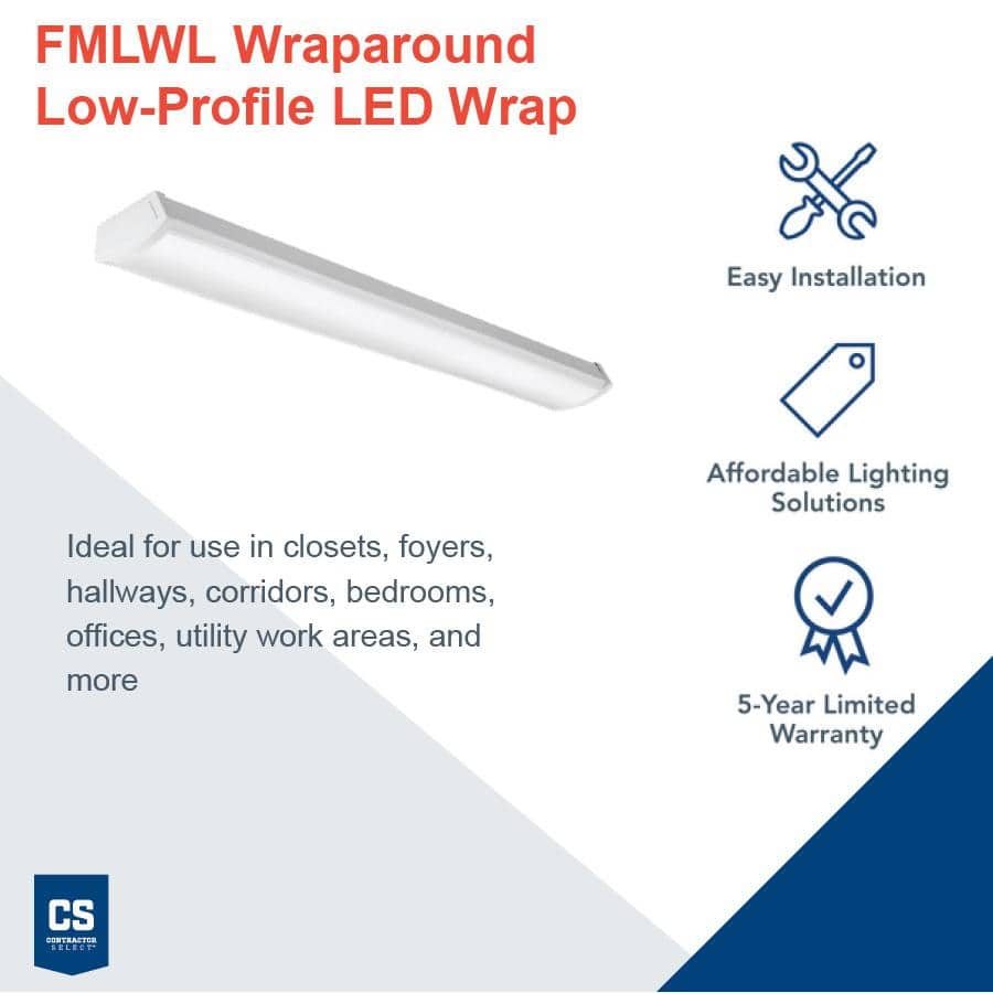 White 48-Inch Steel LED Flush Mount Light Fixture