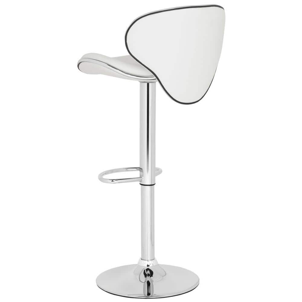 Transitional Chrome White Swivel Bar Stool with Adjustable Height