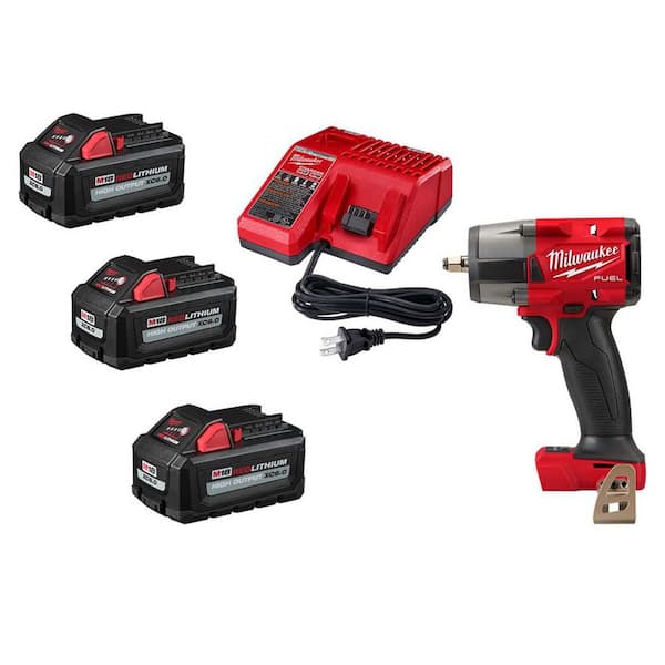M18 FUEL 18V Lith-Ion Mid Torque Brushless Cordless 3/8 in. Impact Wrench w/ Friction Ring & (3) Battery & Charger Kit