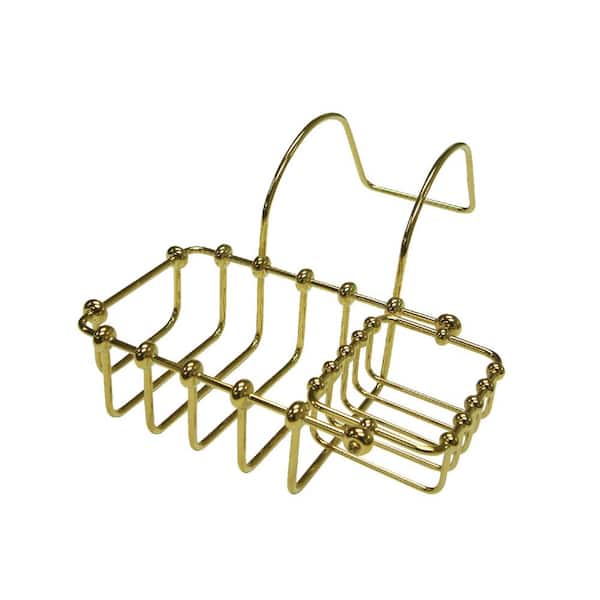 Swivel Soap and Sponge Claw Foot Shower Caddy in Polished Brass