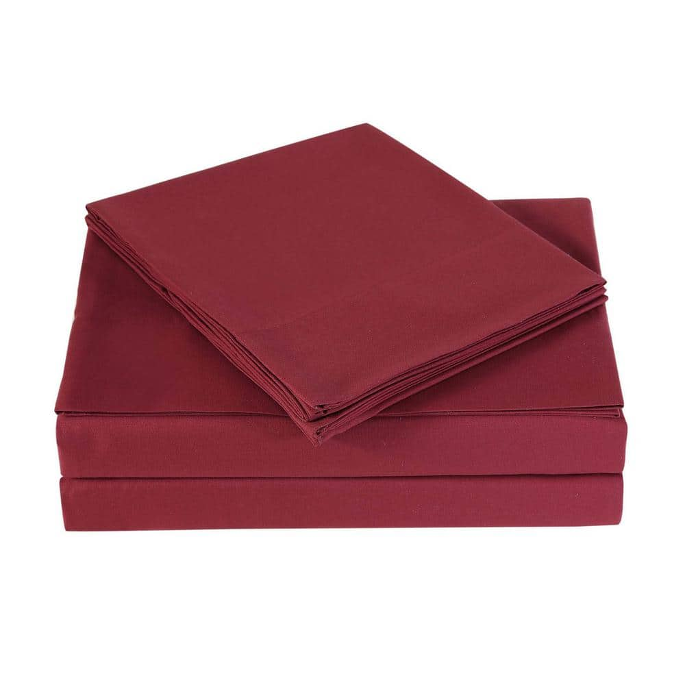 Truly Soft Red 4-Piece Solid 180 Thread Count Microfiber Queen Sheet Set  SS1658RDQN-4700 - The Home Depot