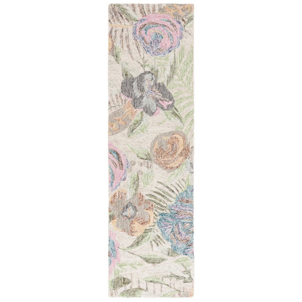 Green Roses Rug SAFAVIEH Blossom 2 ft. x 8 ft. Green/Pink Oversized Floral Runner Rug ...