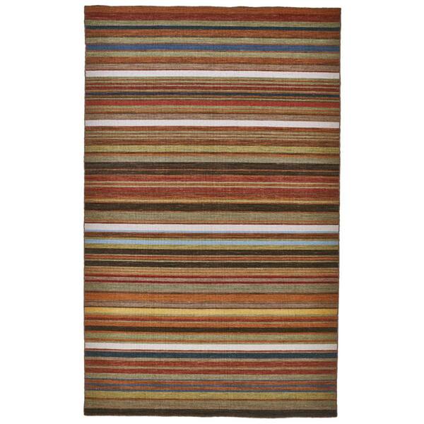 Weave & Wander Naida Cinnabar Red/Brown 8 ft. x 10 ft. Striped Wool Area Rug