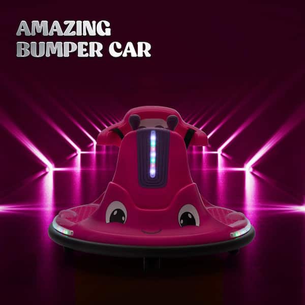 12-Volt Kids Bumper Car Electric Ride on Vehicle with Remote Control and Music, Pink (2-Pack)