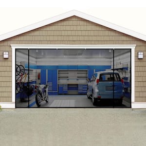 16 ft. x 7 ft. Black Fiberglass Magnetic Stationary Garage Door Screen
