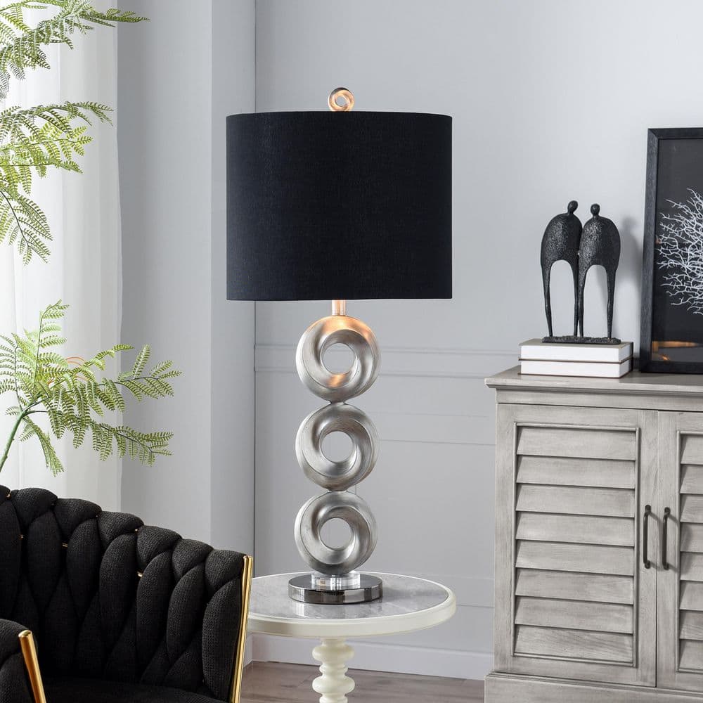 35 in. Silver Modern Bedside Table Lamp for Living Room with Black Linen Shade price history on PriceWatchPro