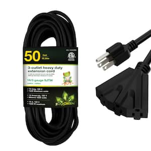 50 ft. 16/3 SJTW 6-Outlet Green Indoor/Outdoor Weatherproof Extension ...