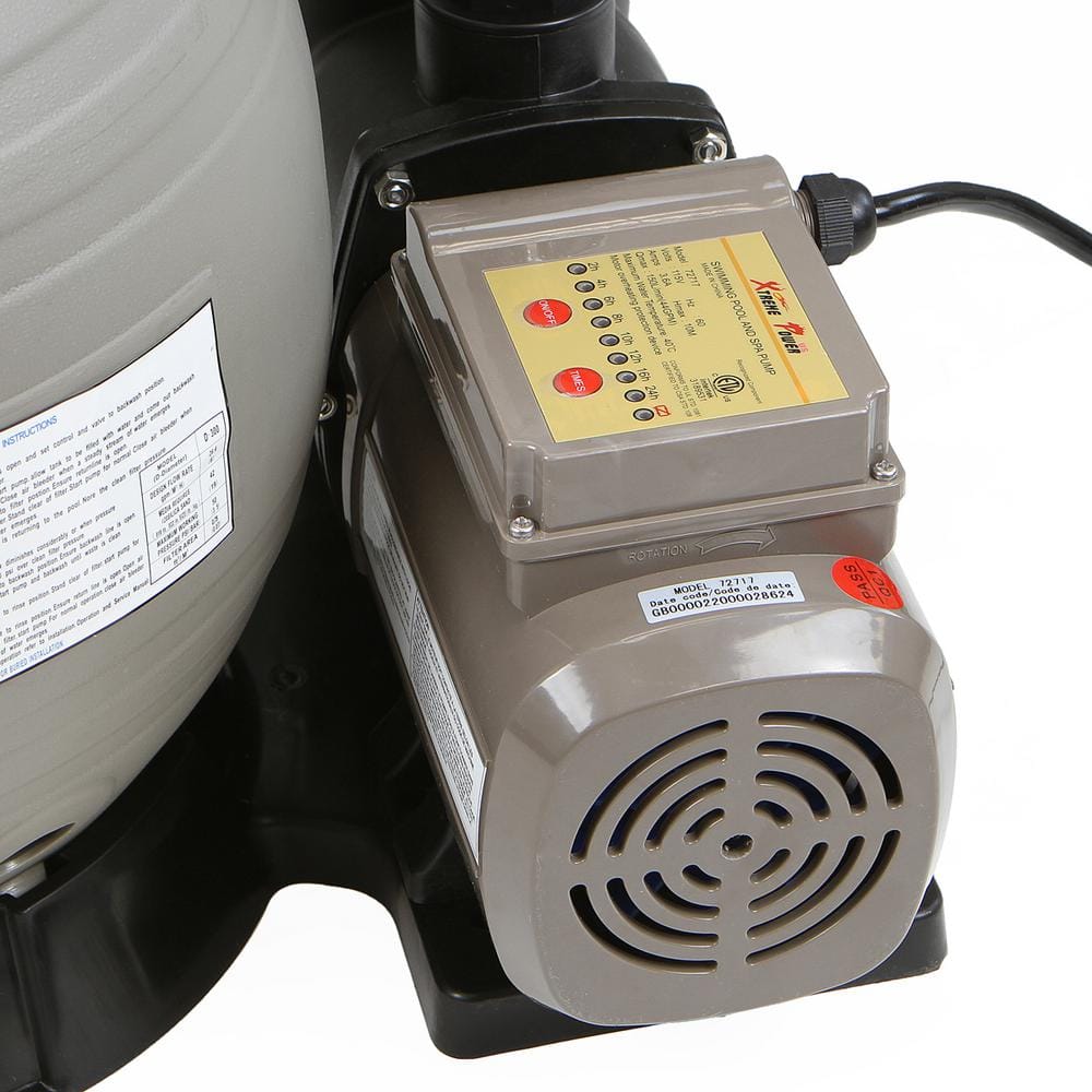 13" Gray Polymeric Sand Filter Pump with Timer for Above Ground Pools