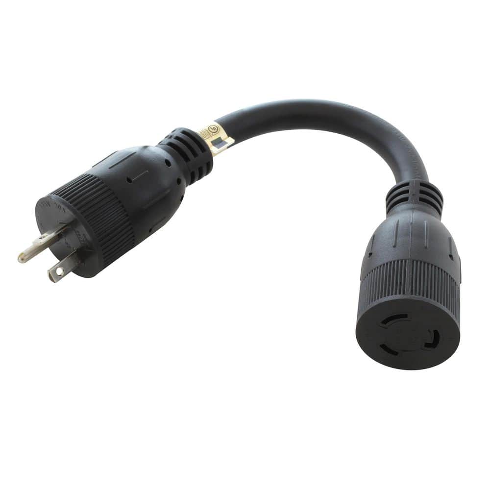 1 ft. 12/3 STW 20 Amp NEMA 5-20P Plug to 20 Amp L5-20R Locking Adapter Cord
