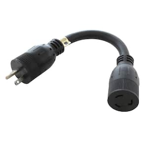 1 ft. 12/3 SJTW 20 Amp NEMA 5-20P Plug to 20 Amp L5-20R Locking Adapter Cord