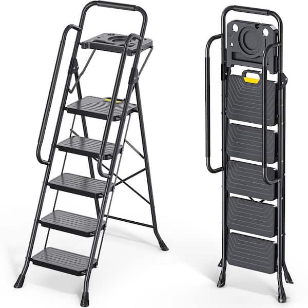 5.2 ft. Metal Lightweight Step Ladder (10 ft. Reach) with Tool Tray 800 lb. Load Capacity Type IAA Duty Rating