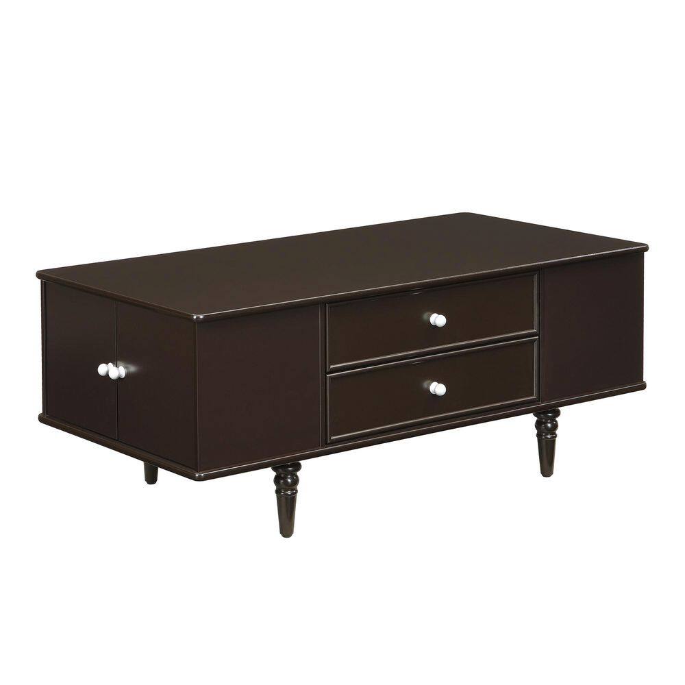 47.2 in. Brown Rectangle MDF Top Coffee Table with 4 Drawers and 2 Hidden Storage Compartment