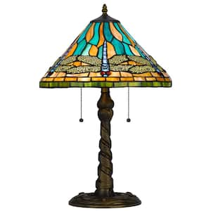 23.5 in. Heignt Antique Brass Metal and Resin Table Lamp