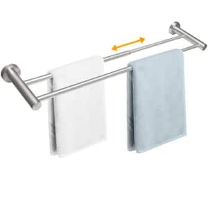 Double Towel Racks for Bathroom - Adjustable 16in - 27in Bath Towel Racks for Bathroom Wall Mounted（Brushed Nickel）
