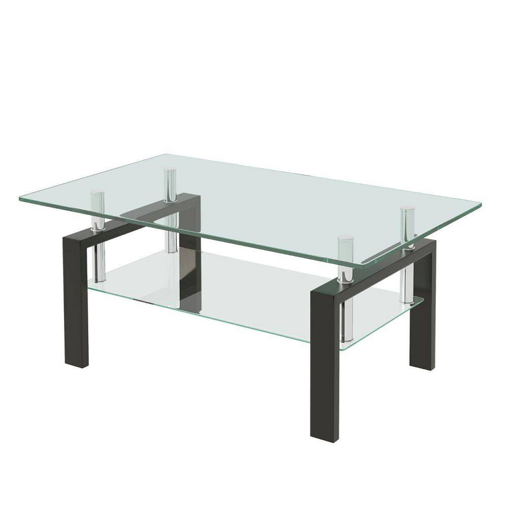 39.37 in. Clear Rectangle Glass Coffee Table