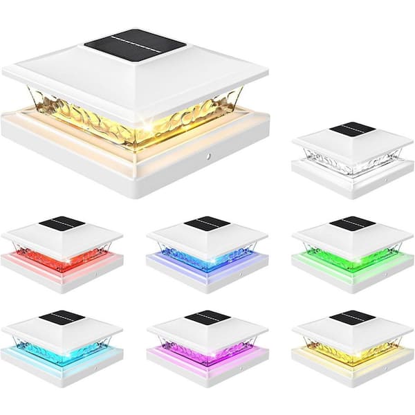 Afoxsos 5x5 Vinyl Solar Fence Post Cap Lights with 4 Lighting Modes for Deck and Yard Decor, White, 8 Pack Cable Railing  System