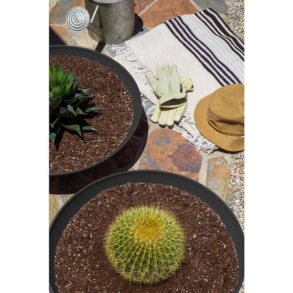 Lane Bowl 24 in. Black Plastic Round Planter (2-Pack)
