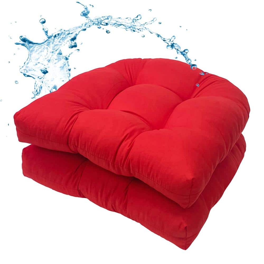 19 in. x 19 in. Outdoor Chair Cushions Set of 2 Tufted Water-Repellent Seat Pads Red price history on PriceWatchPro