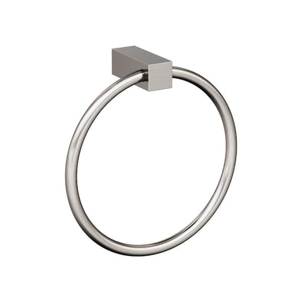 Amerock Monument 6-1/2 in. (165 mm) L Towel Ring in Brushed Nickel