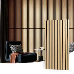 Oak 0.83in. x 2 ft. x 4 ft. Slat MDF Acoustic Decorative Wall Paneling, 3D Fluted Sound Absorbing Panel(31 sq.ft./Case)