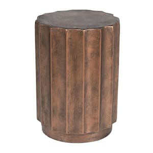 Weathered Copper Concrete Round Indoor Outdoor Side and End Table
