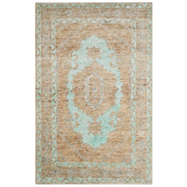 Tangier 5 ft. x 8 ft. Seafoam/Beige Medallion Area Rug