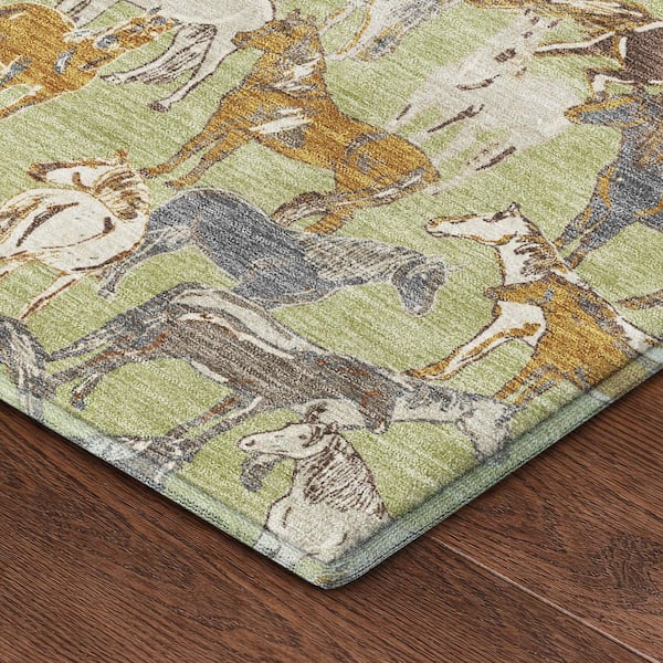 Addison Rugs Mayfield Premium Machine Washable Abstract AMF2520 Aloe 2 ...