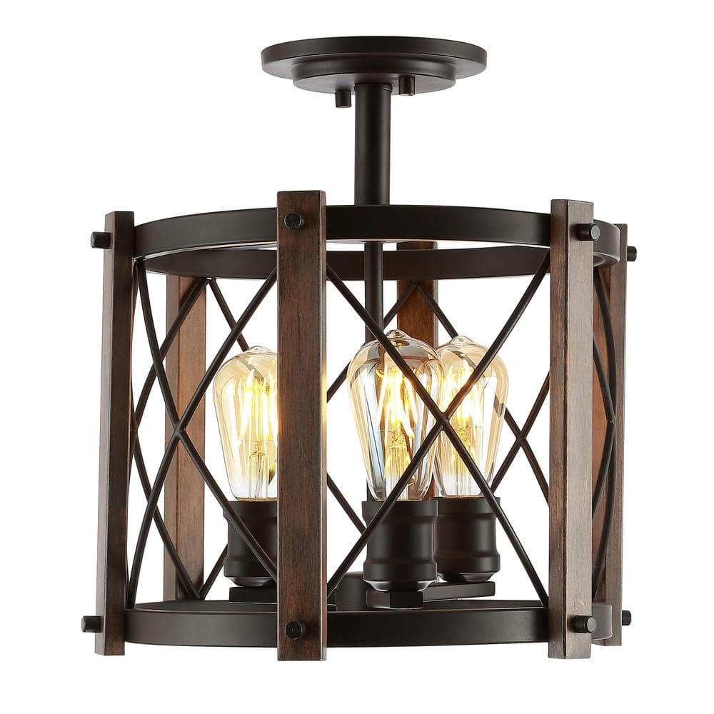Ferme 14" 3-Light Oil Rubbed Bronze Farmhouse Flush Mount