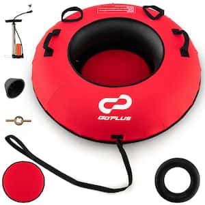 40 in. Inflatable Snow Tube for Sledding with Tire Pump & Tow Strap Red
