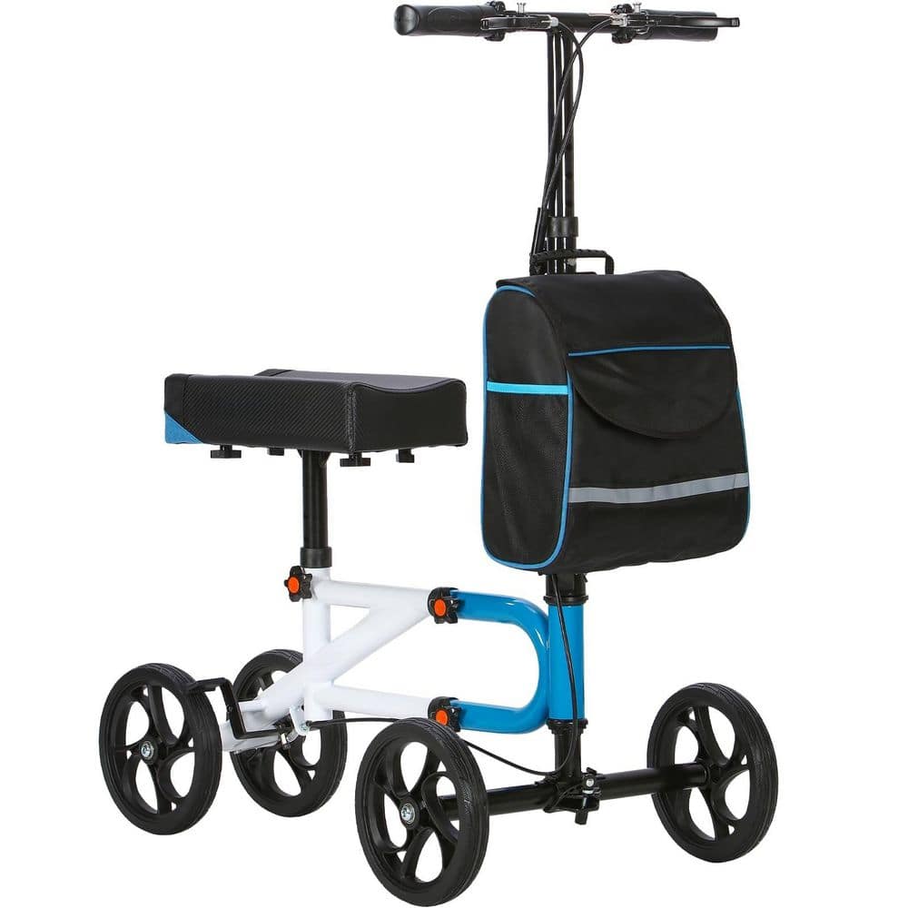 Wudkey 4-Wheel Steerable Knee Walker Rollator with Dual Braking
