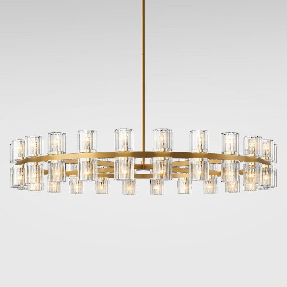 48-Light Gold Round Chandelier with Rod, 48in. Modern K9 Crystal Chandelier for Dining Room, Living Room, Foyer price history on PriceWatchPro