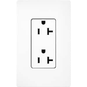 Claro 20 Amp Duplex Outlet, Brilliant White (SCR-20-BW)