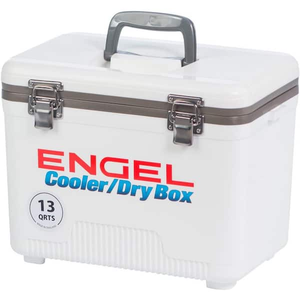 Engel 13 Quart Fishing Dry Box Cooler with Shoulder Strap, Silver (2 Pack)