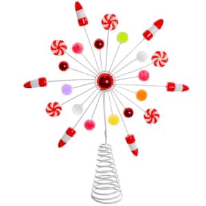 Candy Snowflake Tree Topper - Peppermint Candy Cane Snowflakes Christmas Tree Decorations