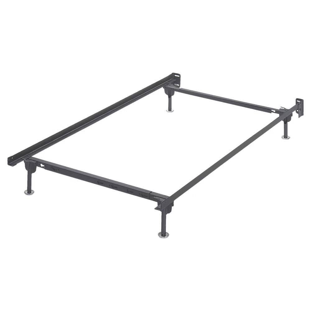 Gray Metal Twin/Full Adjustable Bed Frame with Headboard