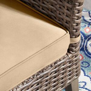Rock Cliff 6-Piece Brown Wicker Outdoor Patio Dining Set with Bench and CushionGuard Riverbed Tan Cushions