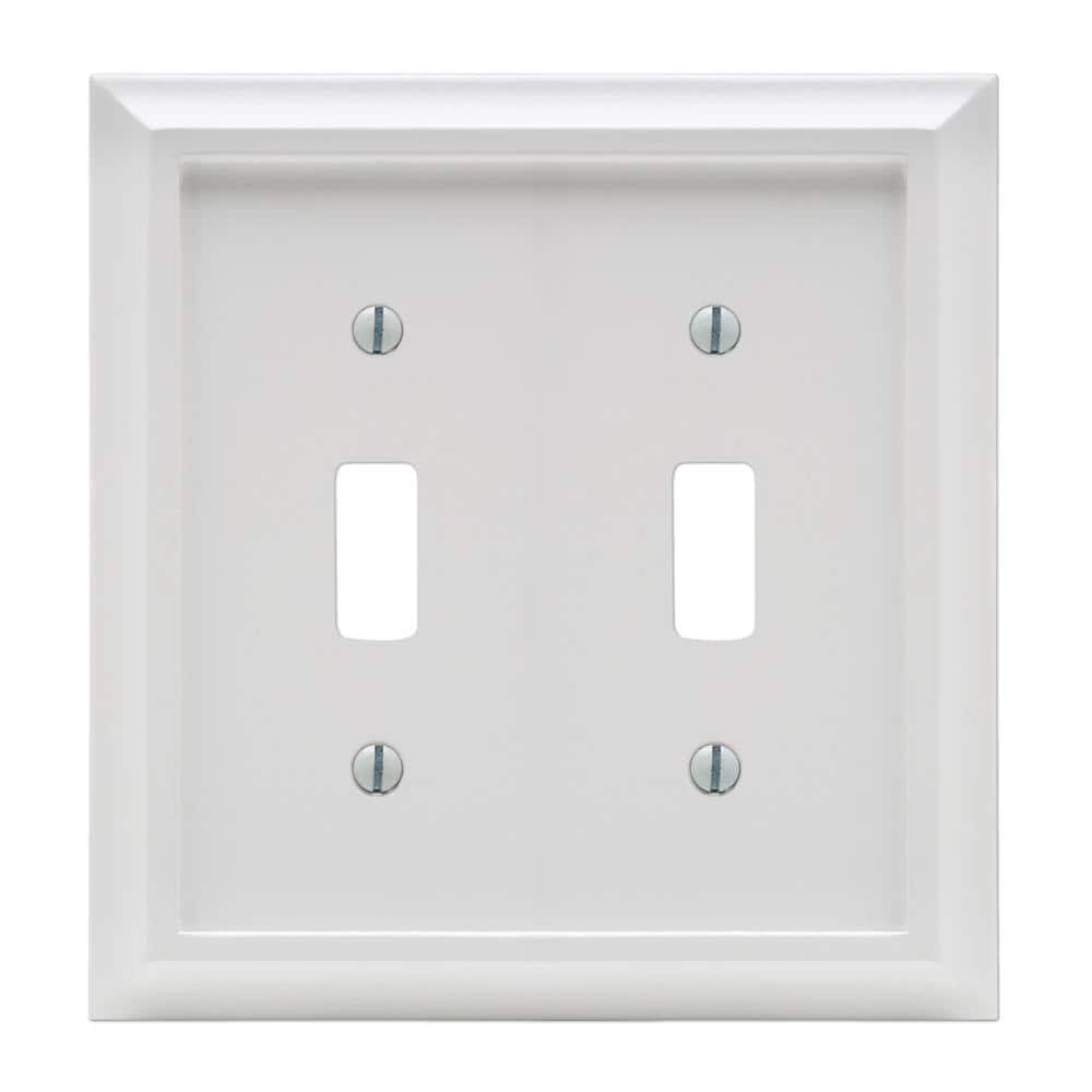White Wood 2-Gang Toggle Light Switch Wall Plate